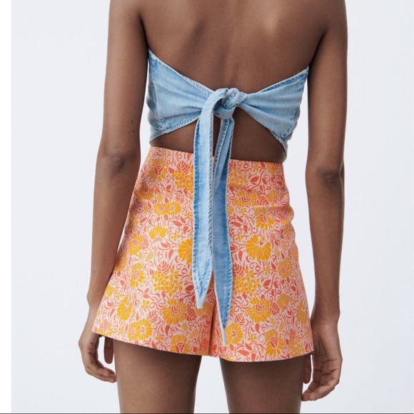 Zara printed linen blend shorts - Picture 4 of 5